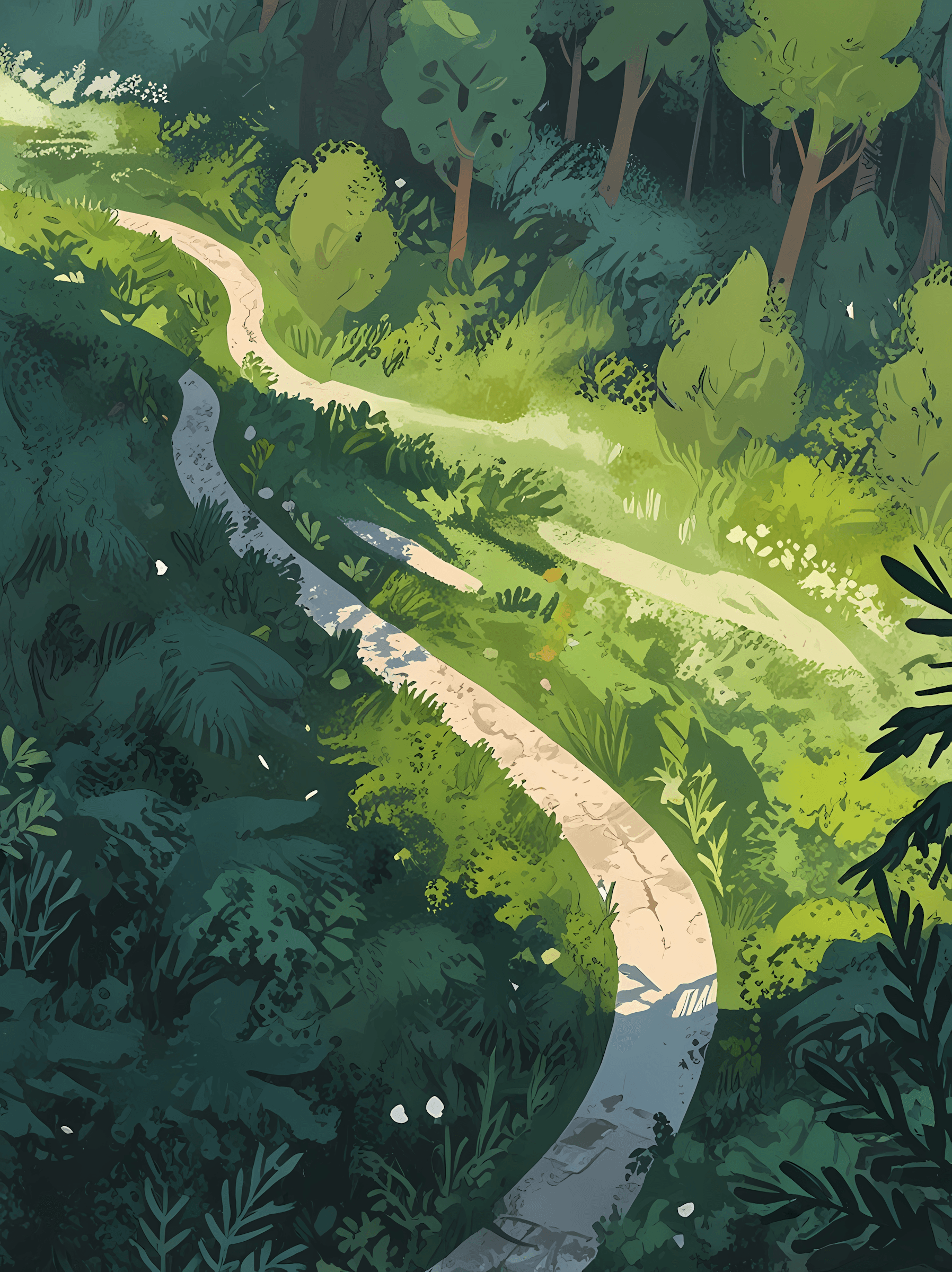Sunlit forest path
