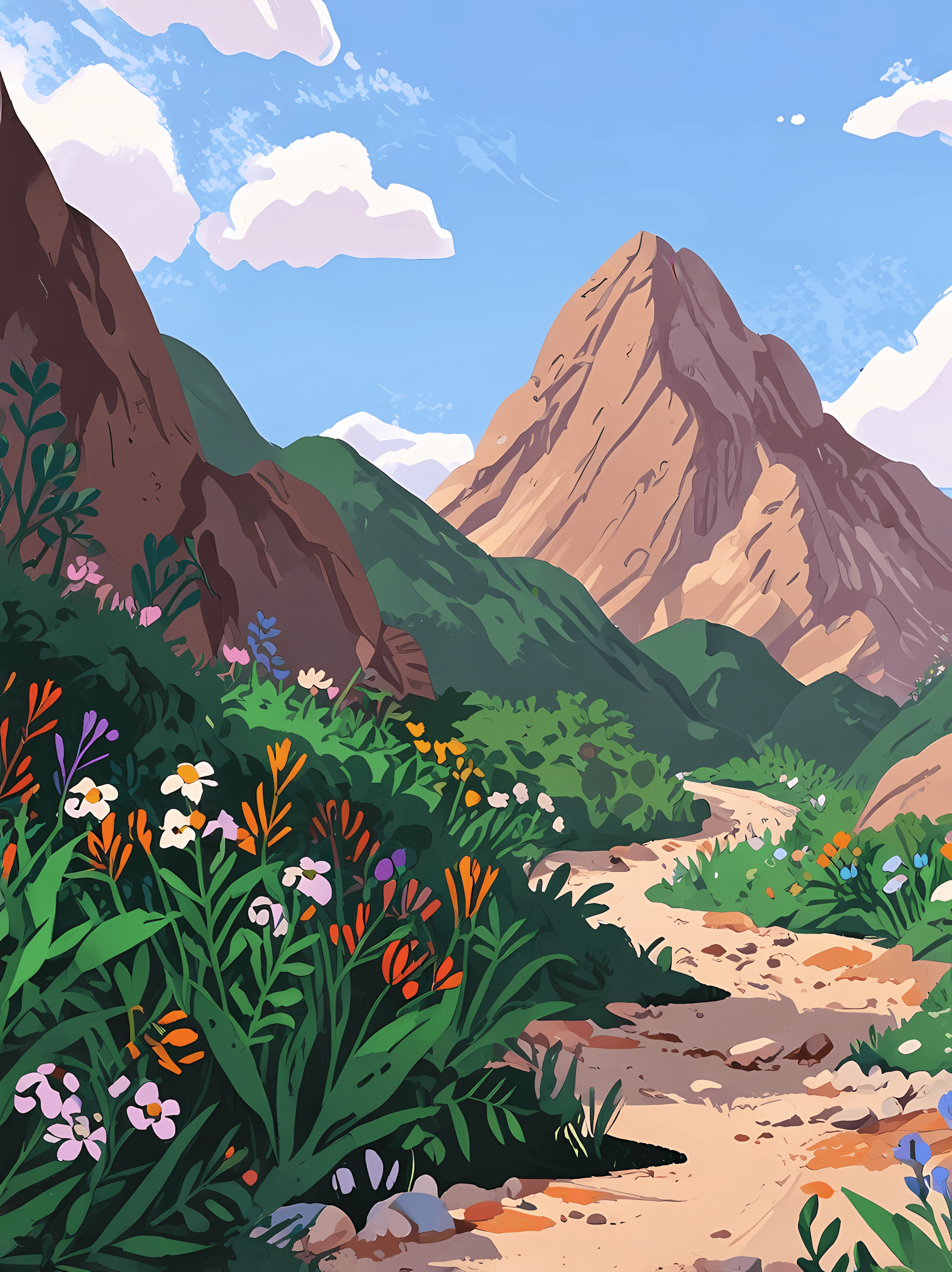 Mountainous landscape illustration