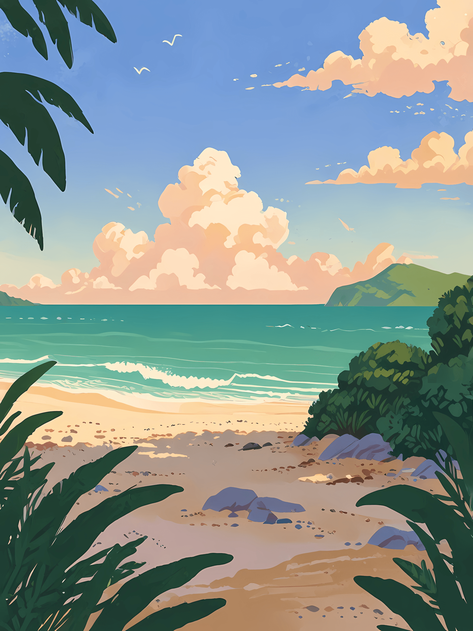 Serene beach scene